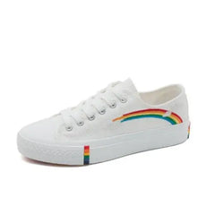 Low Top Cute Rainbow Clouds Sneakers PU Leather for Women