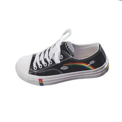 Low Top Cute Rainbow Clouds Sneakers PU Leather for Women