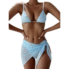 Low Waist Halter Neck Triangle Mesh Bikini Set