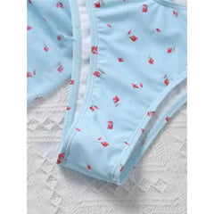 Low Waist Halter Neck Triangle Mesh Bikini Set