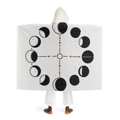 Luna Calder - Moon Phases Hooded Sherpa Blanket