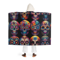 Luna Mariposa- Sugar Skull Hooded Sherpa Blanket - One size