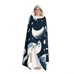 Luna McKinley - Moon Phases Hooded Sherpa Blanket
