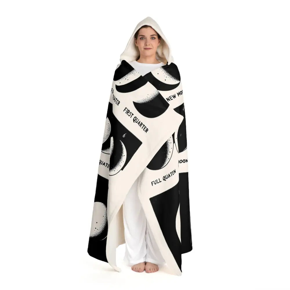 Luna Morissette - Moon Phases Hooded Sherpa Blanket