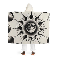 Luna Remington - Moon Phases Hooded Sherpa Blanket