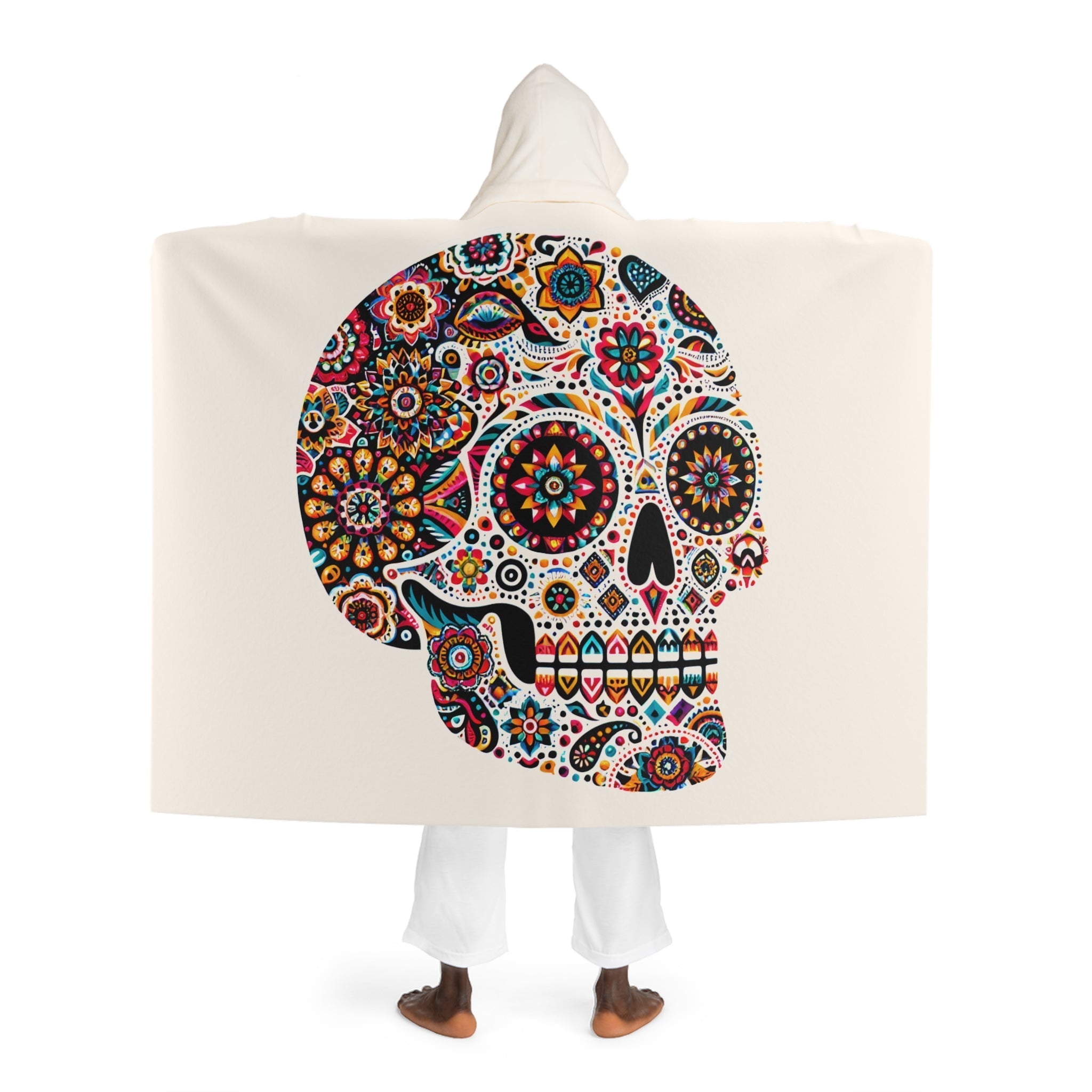 Luna Solstice - Sugar Skull Hooded Sherpa Blanket