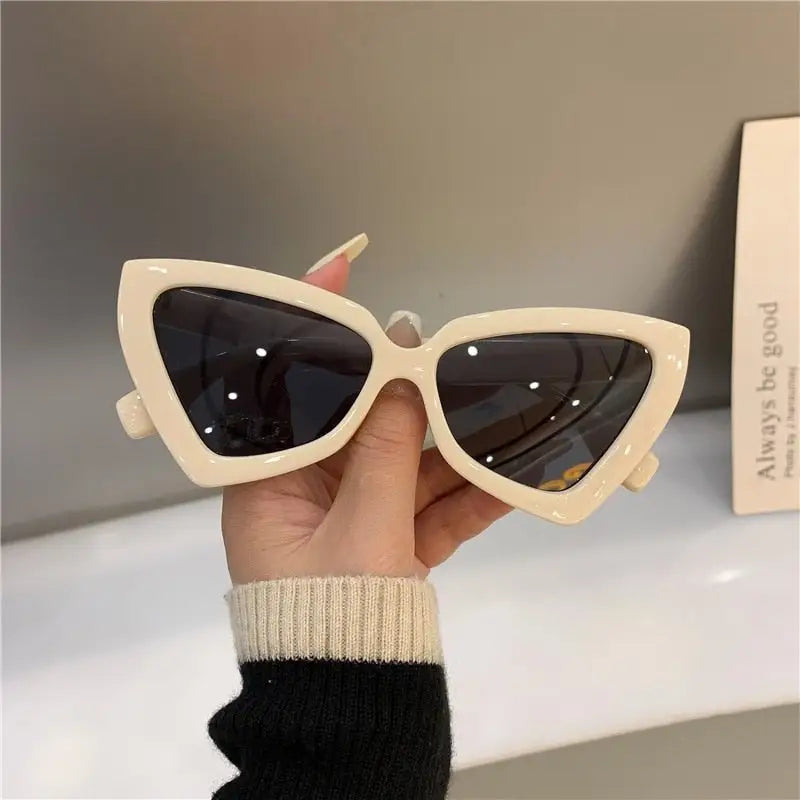 Luxury Cat Eye Sunglasses - Beige-Grey / One Size