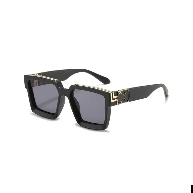 Luxury Frame Anti Glare Square Sunglasses - Black-Black