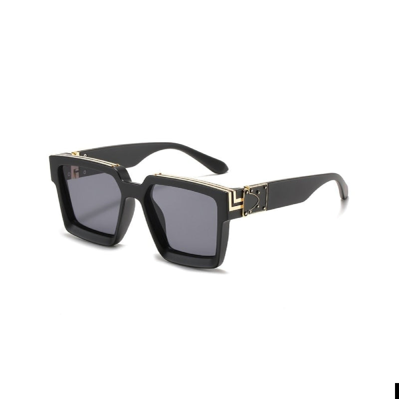 Luxury Frame Anti Glare Square Sunglasses - Black-Black /