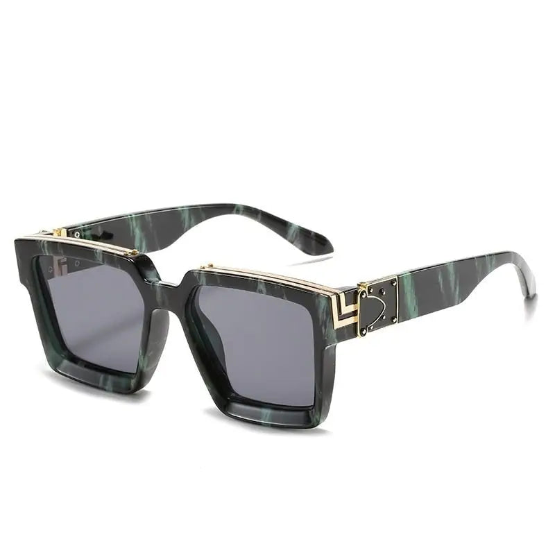 Luxury Frame Anti Glare Square Sunglasses - Blue-Black