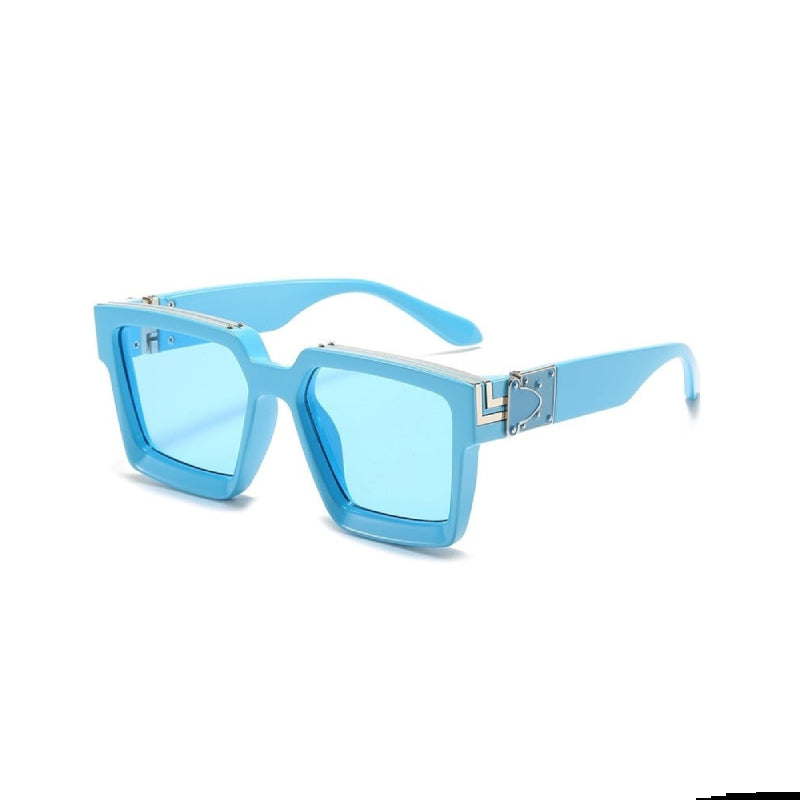 Luxury Frame Anti Glare Square Sunglasses - Blue / One Size