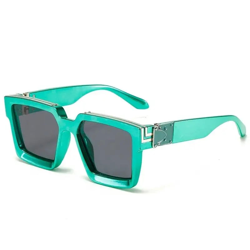 Luxury Frame Anti Glare Square Sunglasses - Green-Black