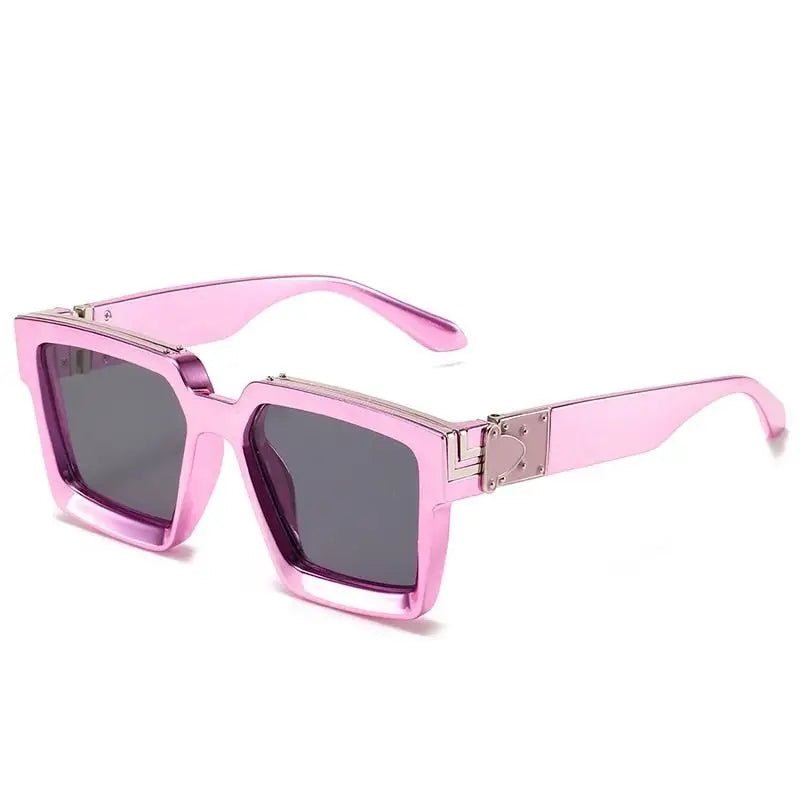 Luxury Frame Anti Glare Square Sunglasses - Magenta-Black