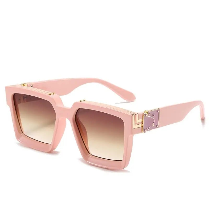Luxury Frame Anti Glare Square Sunglasses - Magenta
