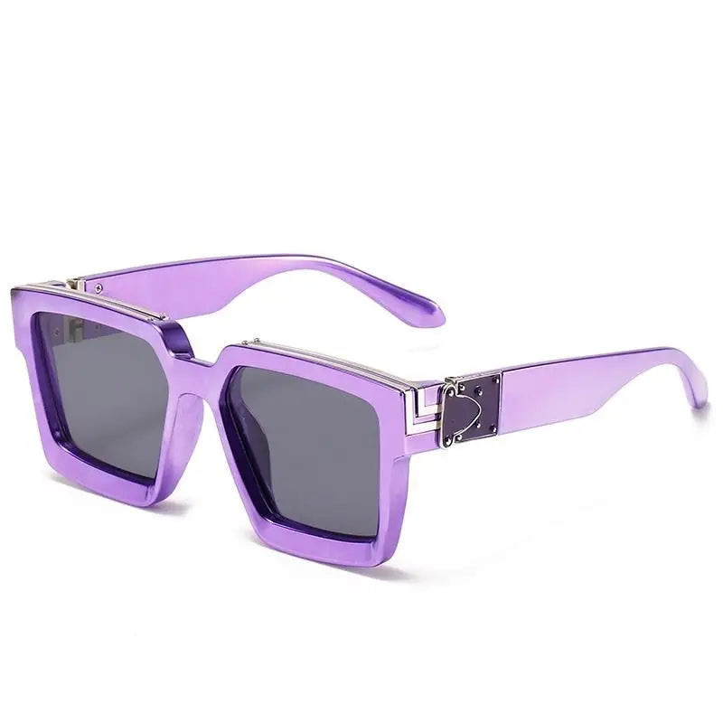 Luxury Frame Anti Glare Square Sunglasses - Purple