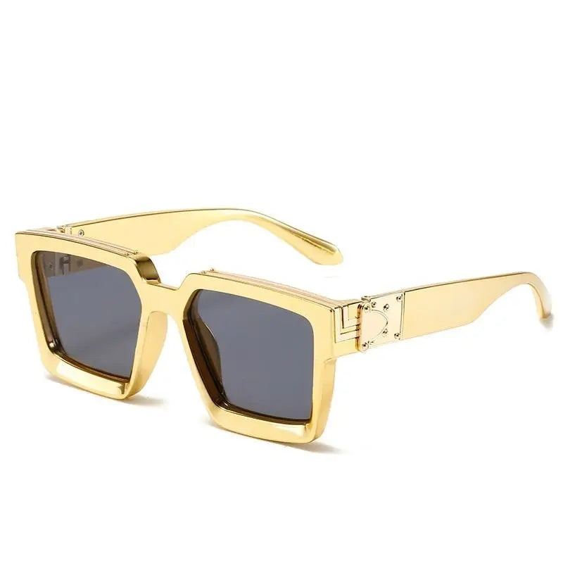 Luxury Frame Anti Glare Square Sunglasses - Yellow-Black