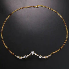 Luxury Mask Chain Rhinestone Jewelry Accessory Gold