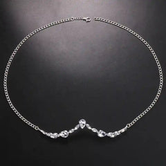 Luxury Mask Chain Rhinestone Jewelry Accessory Silver