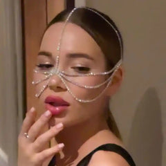 Luxury Mask Chain Rhinestone Jewelry Accessory Silver Type 2