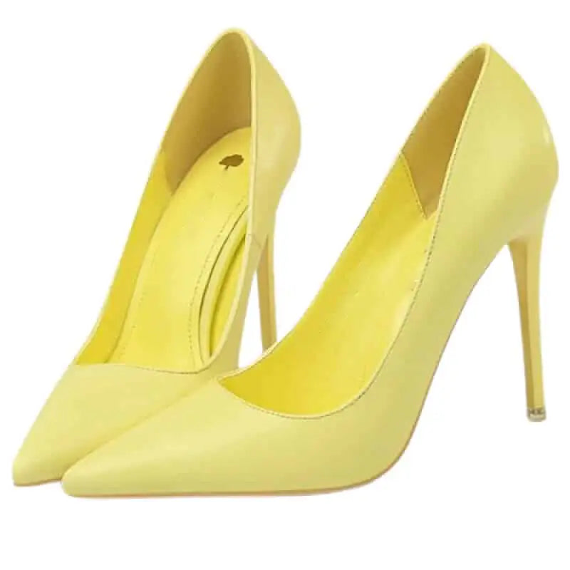 Luxury Pointed Toe High Heels Euro Size Yellow 10.5cm / 34