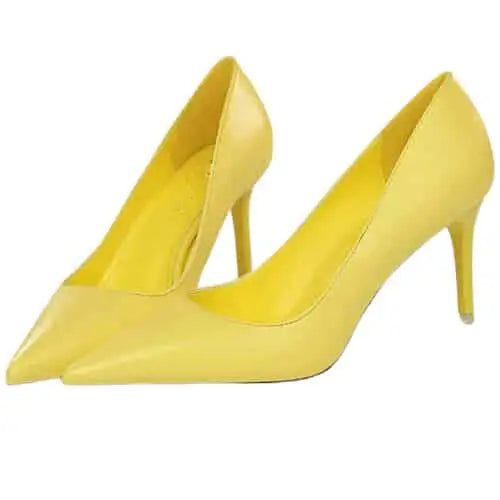 Luxury Pointed Toe High Heels Euro Size Yellow 7.5cm / 34