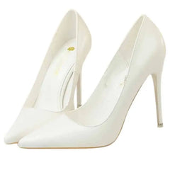 Luxury Pointed Toe High Heels - White 10.5cm / 34 - Heeled