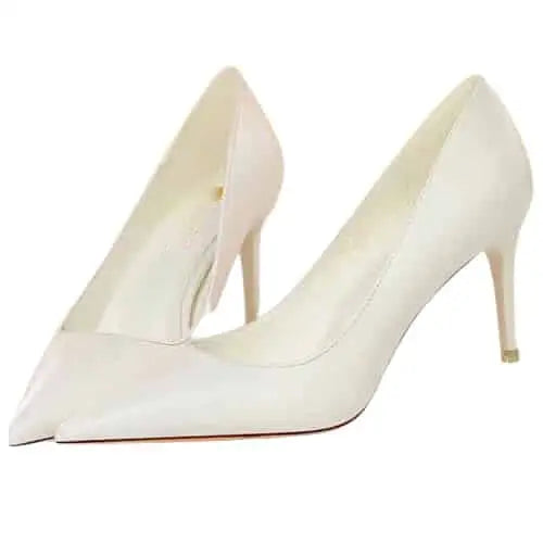 Luxury Pointed Toe High Heels - White 7.5cm / 34 - Heeled