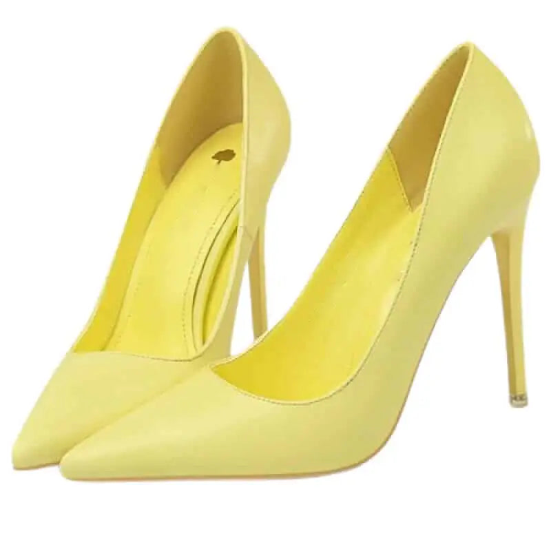 Luxury Pointed Toe High Heels - Yellow 10.5cm / 34 - Heeled