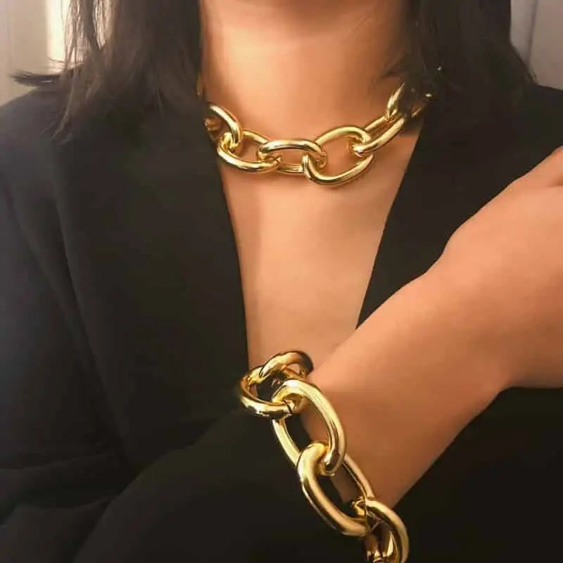 Luxury Thick Chain Set Necklace Bracelet