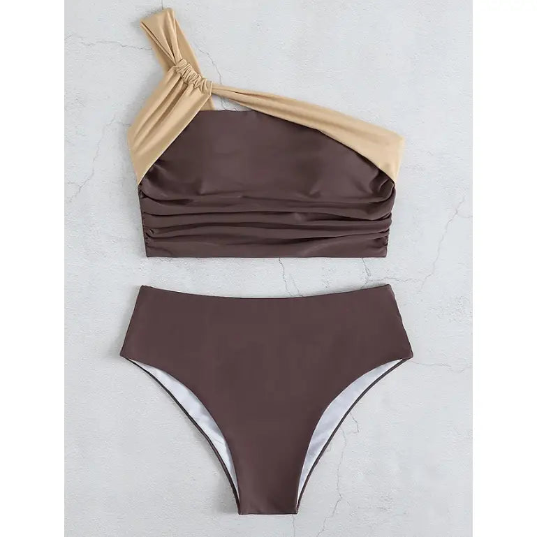 Lycra Asymmetrical One Shoulder High Waist Bikini Swimsuit