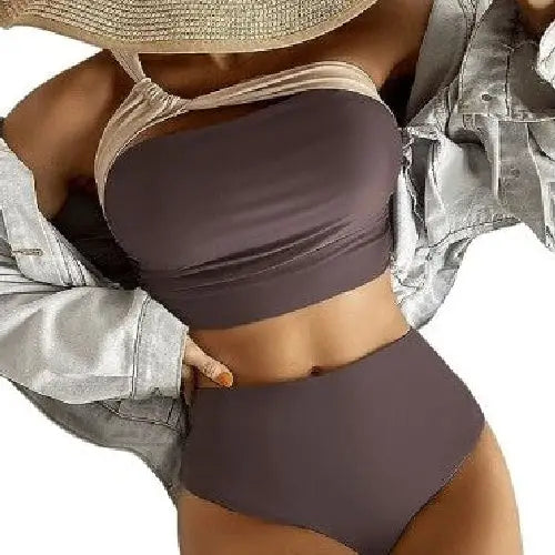 Lycra Asymmetrical One Shoulder High Waist Bikini Swimsuit