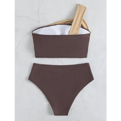 Lycra Asymmetrical One Shoulder High Waist Bikini Swimsuit