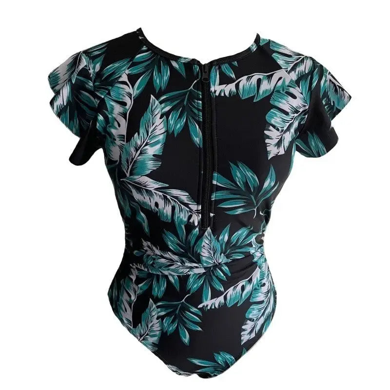 Lycra One Piece Zipper Swimsuit 26 Inches Waist 37 Hip