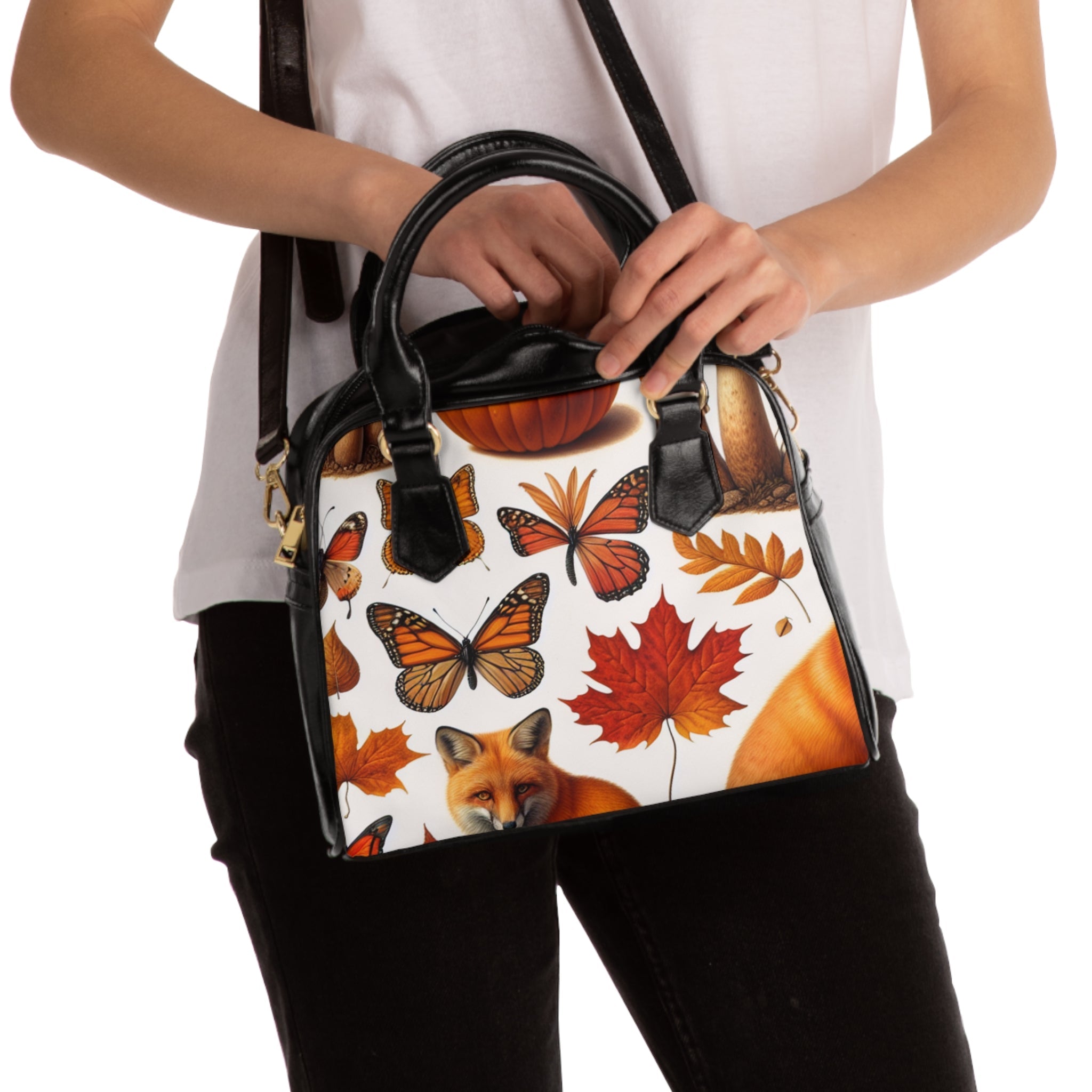 Madison Amberleaf Shoulder Handbag with Autumn Motif 9.45’’