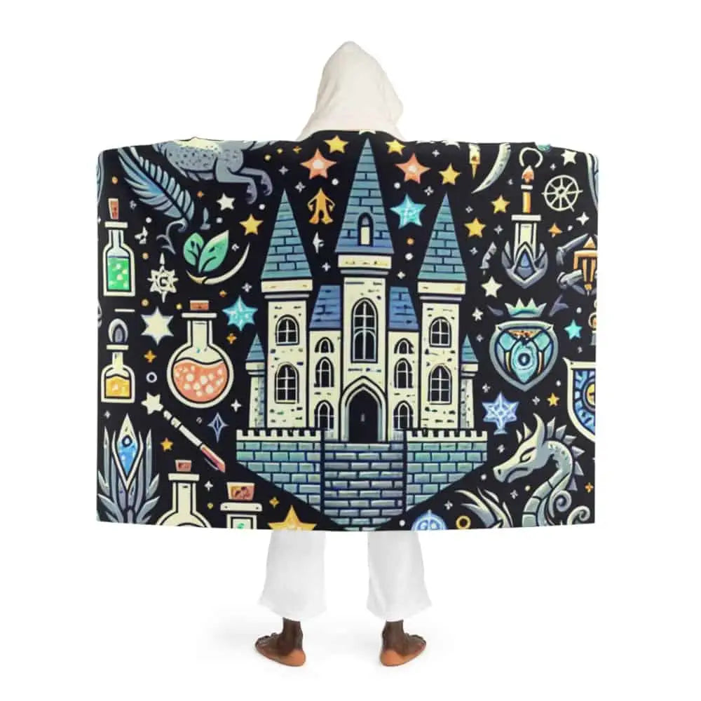 Magical Hooded Sherpa Fleece Blanket Fantasy Design