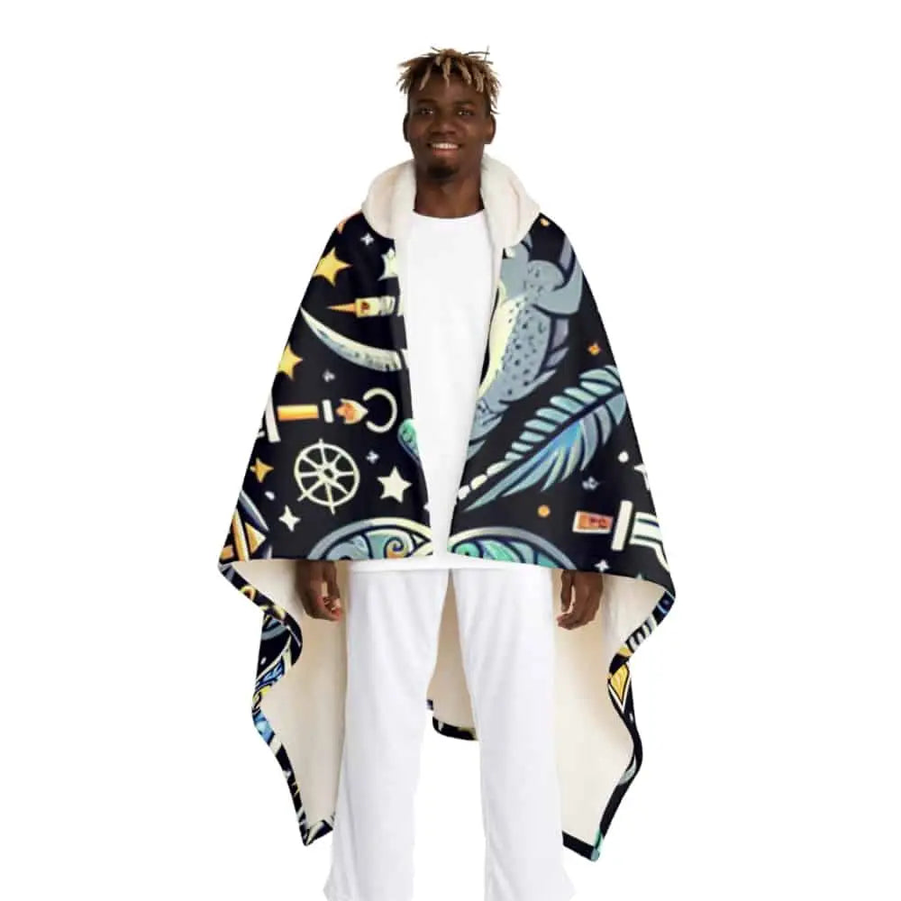 Magical Hooded Sherpa Fleece Blanket Fantasy Design