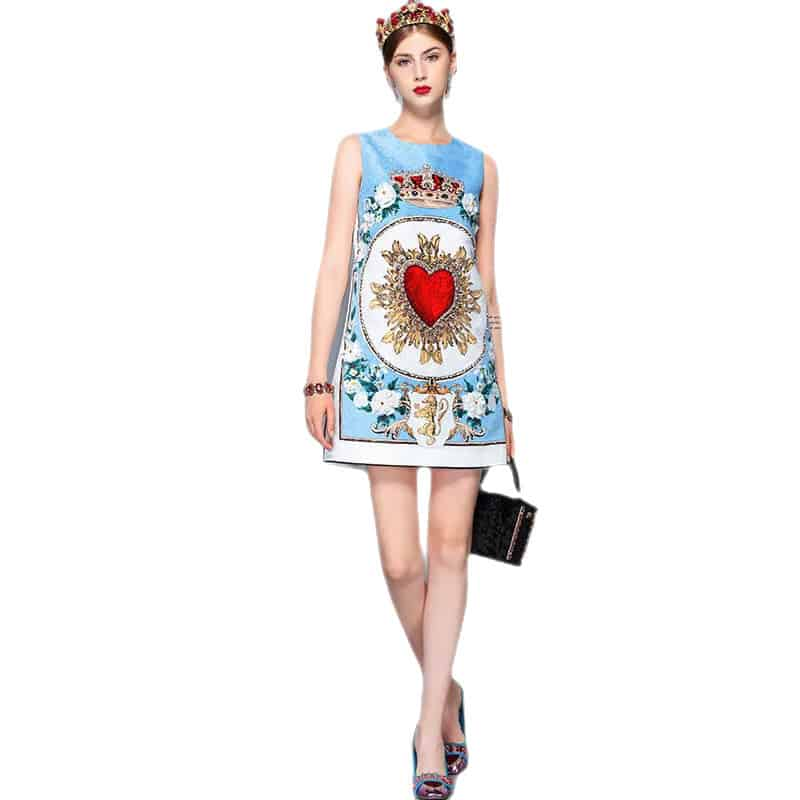 Heart and Crown Sleeveless Short Dress