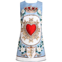 Heart and Crown Sleeveless Short Dress