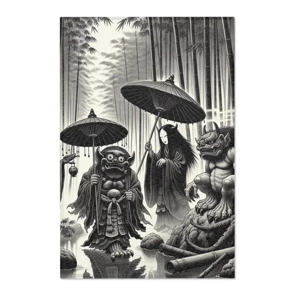 Majestic Area Rug with Ancient Japanese Yokai Design 24’’ ×