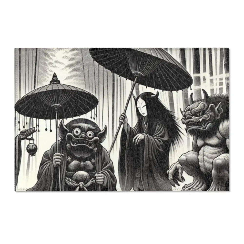 Majestic Area Rug with Ancient Japanese Yokai Design 36’’ ×
