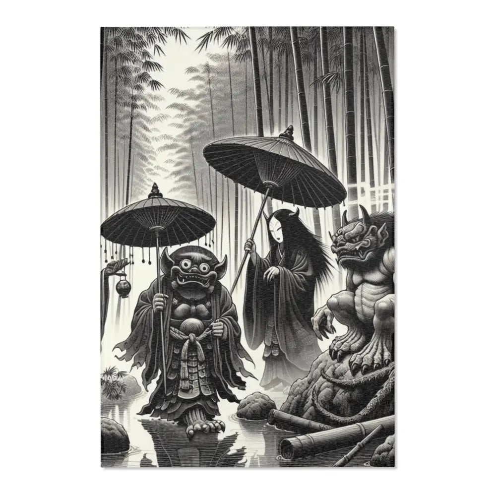 Majestic Area Rug with Ancient Japanese Yokai Design 48’’ ×