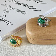 Malachite Natural Stone Ring Handcrafted Jewelry