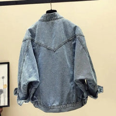 Mandarin Collar Vintage Denim Jacket for Men