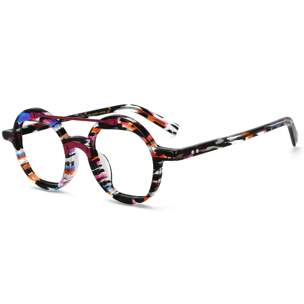 Marble Pattern Aviator Glasses with Geometric Round Frame