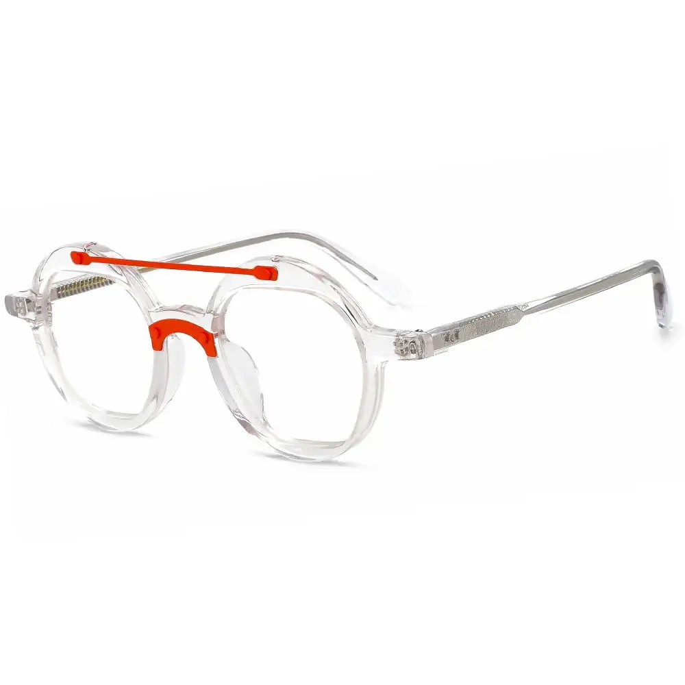 Marble Pattern Aviator Glasses with Geometric Round Frame