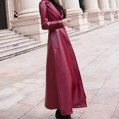 Maxi Fit And Flare PU Leather Trench Coat