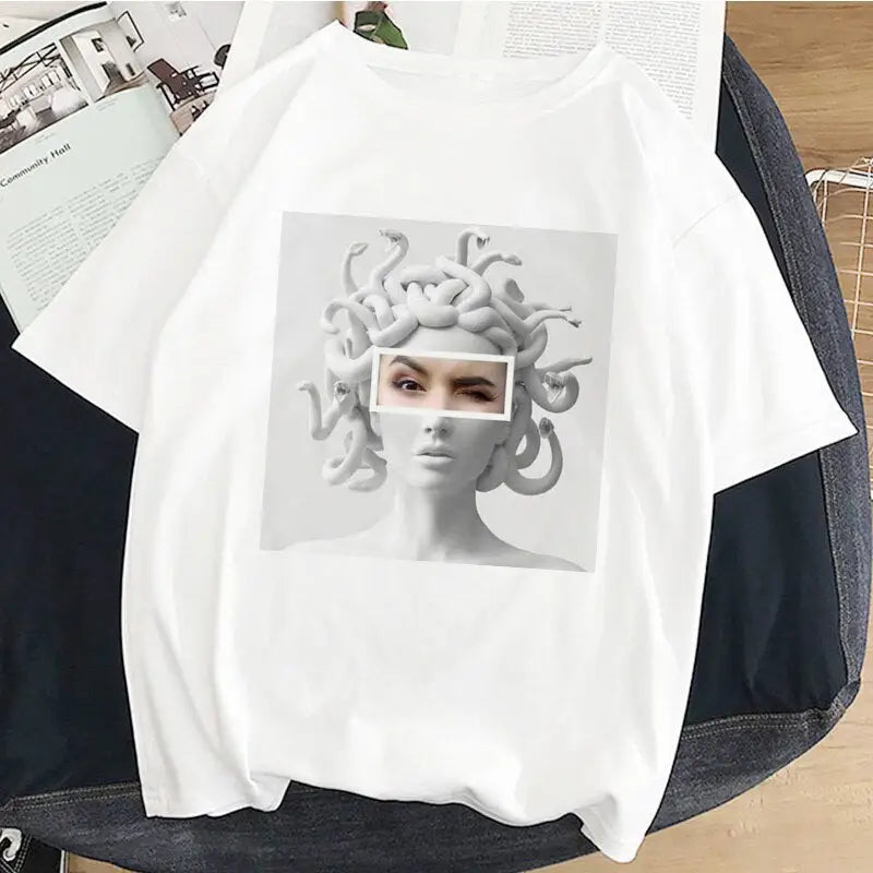 Medusa Sculpture Greek Mythology Vaporwave T Shirt