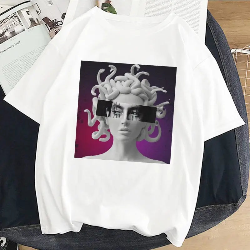 Medusa Sculpture Greek Mythology Vaporwave T Shirt
