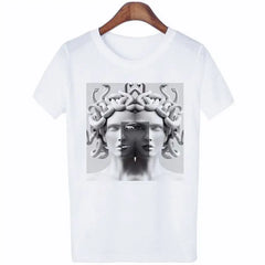 Medusa Sculpture Greek Mythology Vaporwave T Shirt White / L
