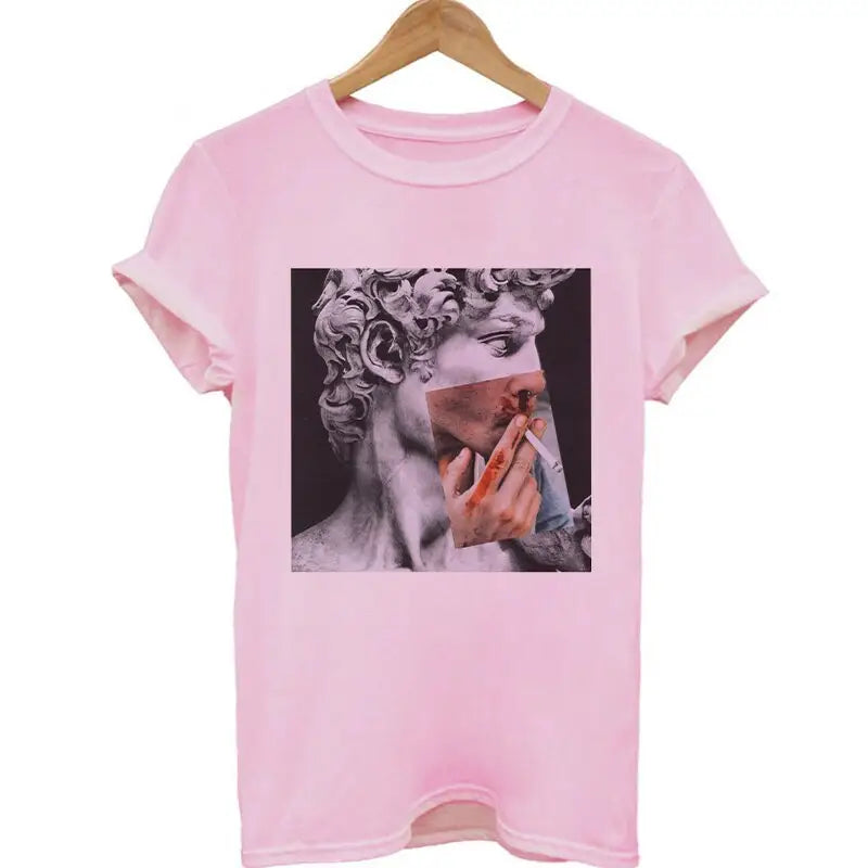 Medusa Sculpture Pink Vaporwave Print T-Shirt